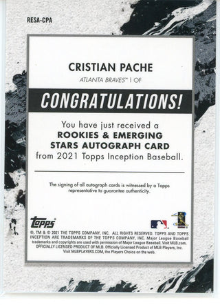 Christian Pache Autographed 2021 Topps Inception Rookie Card #RESA-CPA