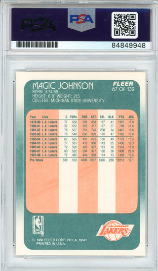Magic Johnson Autographed 1988 Fleer Card #67 (PSA)
