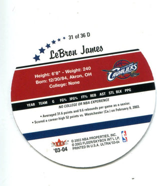 LeBron James 2003 Fleer Ultra Roundball #31 RC