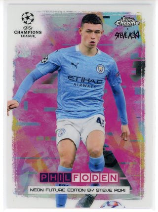 Phil Foden 2021 Topps Chrome Steve Aoki Neon Future Rookie Card #NF-PF