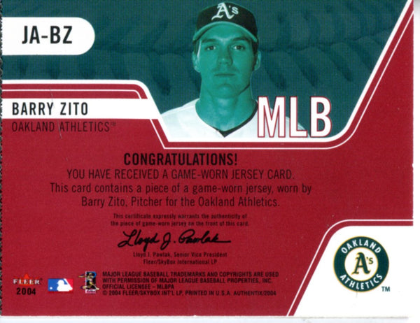 Barry Zito 2004 Fleer Game-Worn Jersey Card #1/99