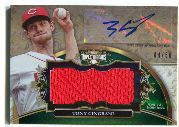 Tony Cingrani 2013 Topps Triple Threads Game-Used Memorabilia/Autographed Card #4/50