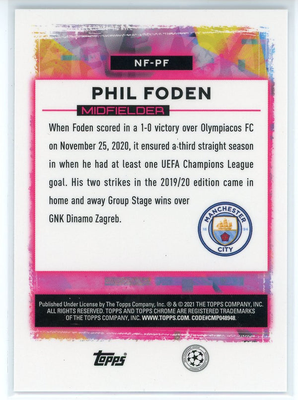 Phil Foden 2021 Topps Chrome Steve Aoki Neon Future Rookie Card #NF-PF