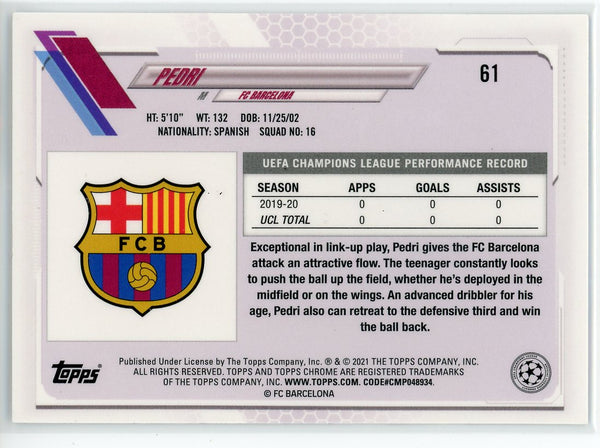 Pedri 2021 Topps Chrome UEFA Champions League Steve Aoki Rookie Card #61