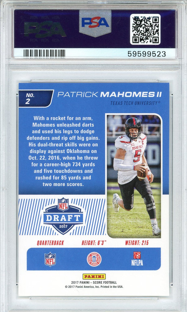 Patrick Mahomes II 2017 Panini Score NFL Draft Rookie Card #2 (PSA Gem