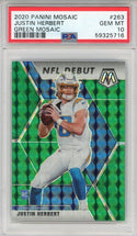 Justin Herbert 2020 Panini Mosaic Green Prizm Rookie Card #263 (PSA Gem Mint 10)