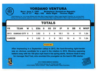 Yordano Ventura 2014 Panini Donruss Rated Rookie Card #203