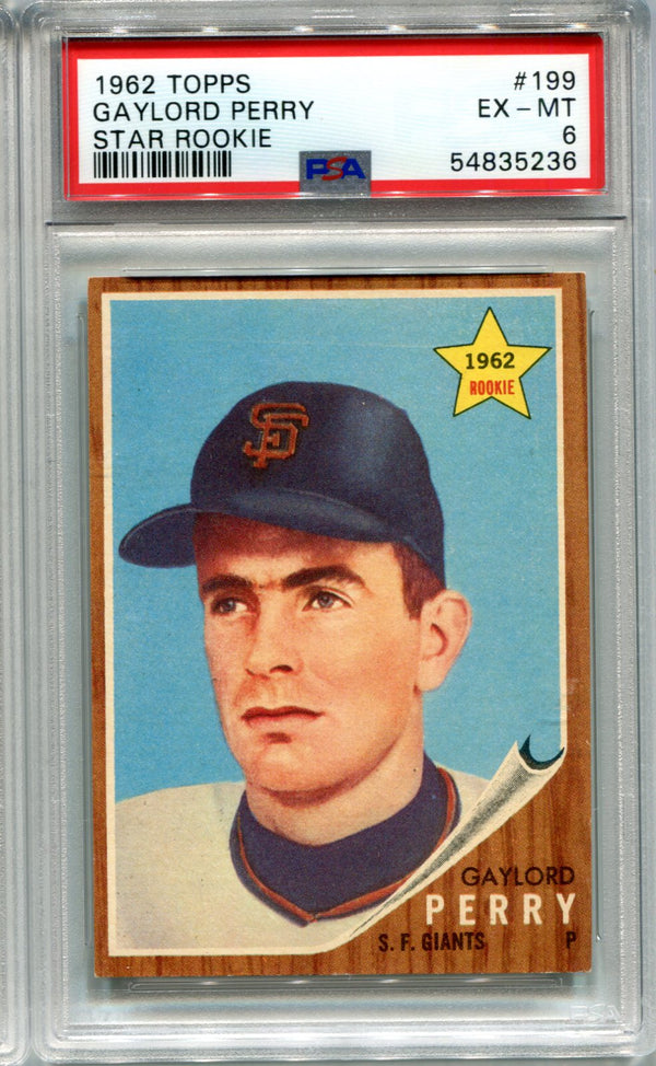 Gaylord Perry 1962 Topps #199 PSA EX-MT 6 Card