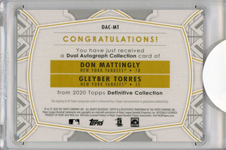 Don Mattingly & Gleyber Torres Autographed 2020 Topps Definitive Collection Card #DAC-MT
