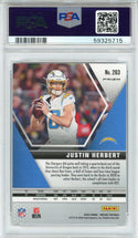 Justin Herbert 2020 Panini Mosaic Green Prizm Rookie Card #263 (PSA Mint 9)