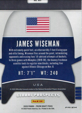 James Wiseman 2020 Panini Prizm Rookie Card
