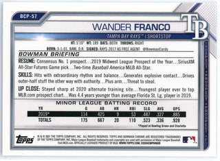 Wander Franco 2021 Bowman Chrome Cracked Blue Ice Card #BCP-57