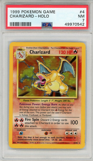 Charizard 1999 Pokemon Card #4 (PSA NM 7)