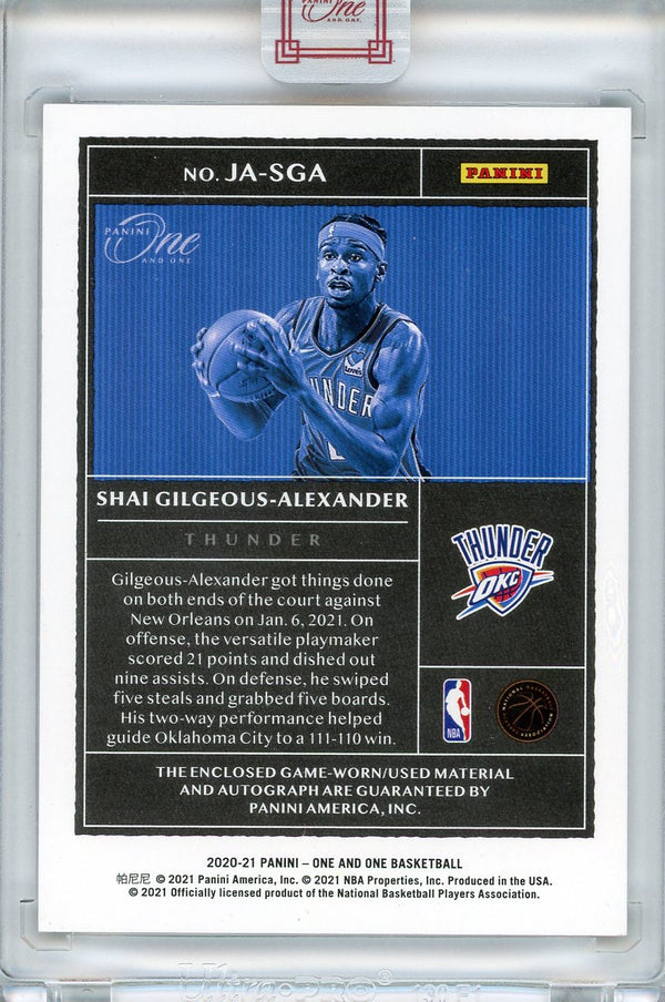 Shai Gilgeous-Alexander Autographed 2020-21 Panini One and One Patch Card #JA-SGA