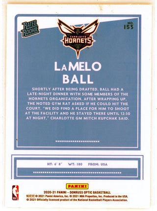 LaMelo Ball 2020-21 Panini Donruss Optic Rated Rookie Card #153