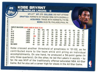 Kobe Bryant 2002 Topps #25 Card