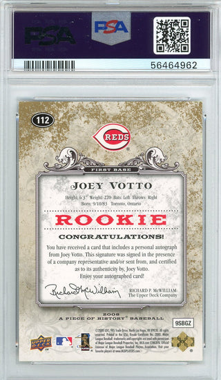 Joey Votto Autographed 2008 Upper Deck Premier Rookie Card #241