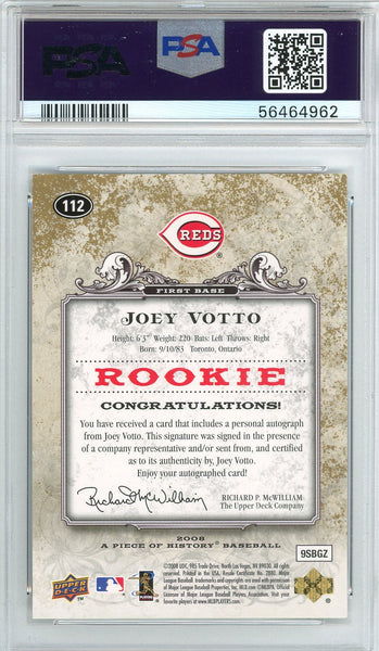 Joey Votto Autographed 2008 Upper Deck Piece of History Rookie