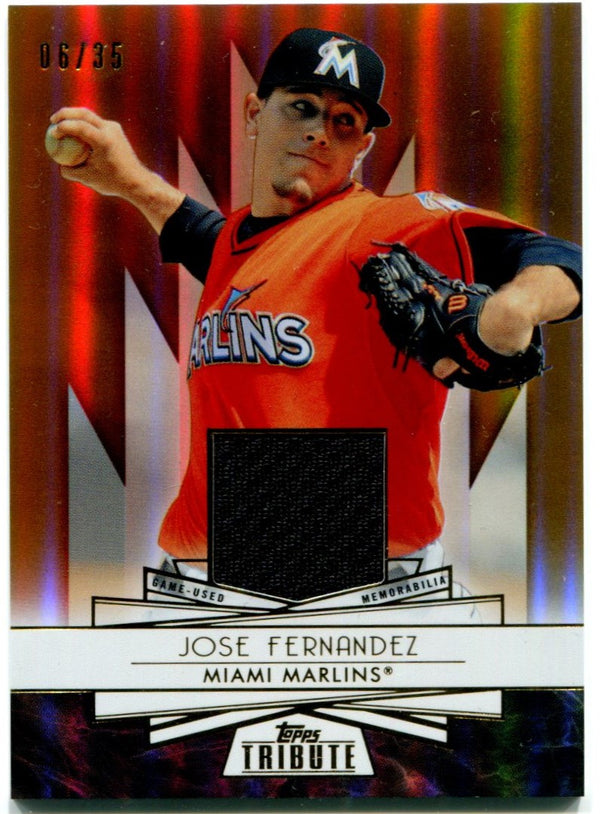 Jose Fernandez Topps Tribute Forever Young Jersey Card /35 2014