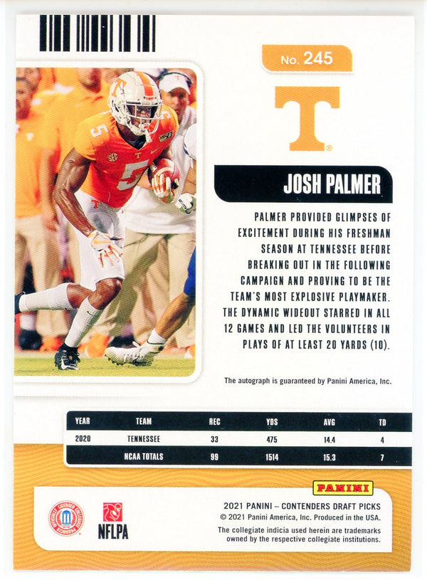 Josh Palmer Autographed 2021 Panini Contenders Draft Picks College Ticket Rookie Card #245