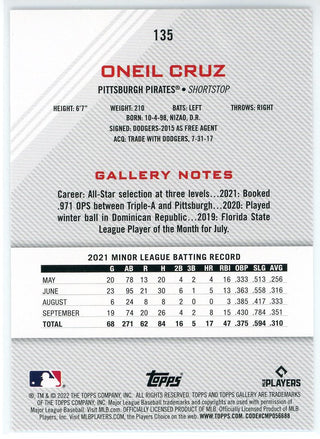 Oneil Cruz 2022 Topps Gallery Rookie Card #135