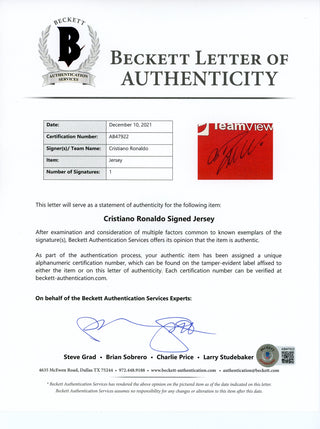 Cristiano Ronaldo Autographed Framed Manchester United Home Kit (BVG)