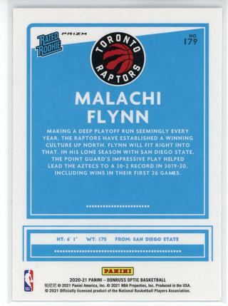 Malache Flynn 2020-21 Panini Donruss Optic Rated Silver Prizm Rookie Card #179