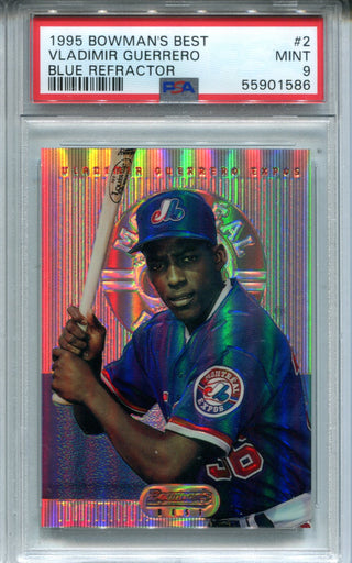 Vladimir Guerrero 1995 Bowman`s Best #2 Blue Refractor PSA GEM Mint 9 Card