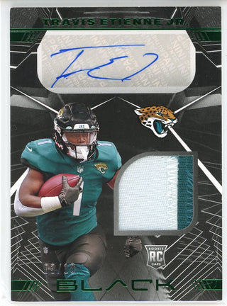 Travis Etienne Jr. Autographed 2021 Panini Black Rookie Patch Card #RSM-TE