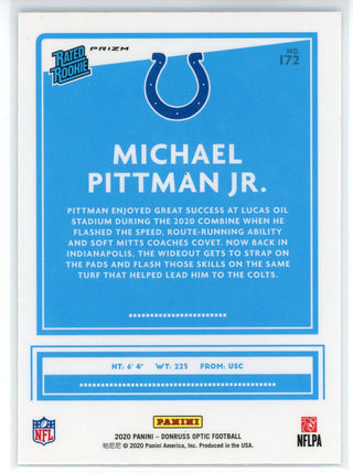 Michael Pittman Jr. 2020 Panini Donruss Optic Rated Green Prizm Rookie Card #172