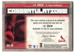 J.D. Drew Fleer Flair Diamond Cuts Jersey Card 2003 #DC-JD
