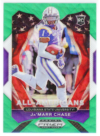 Ja'Marr Chase 2021 Panini Prizm Draft Picks Green Prizm Rookie Card #185