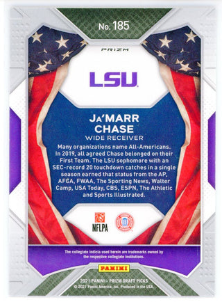 Ja'Marr Chase 2021 Panini Prizm Draft Picks Green Prizm Rookie Card #185