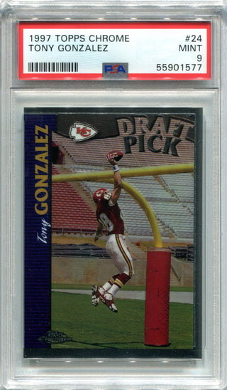 Tony Gonzalez 1997 Topps Chrome #24 PSA Mint 9 Card