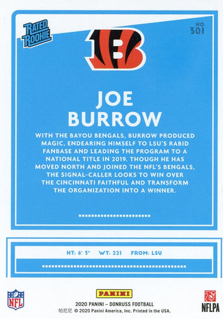 Joe Burrow 2020 Panini Rated Rookie Card