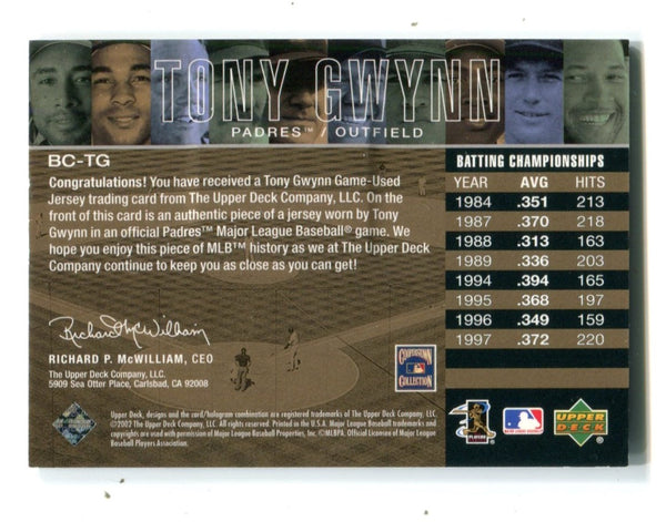 Tony Gwynn 2002 UD Piece of History Batting Champs #BCTG Jersey Card