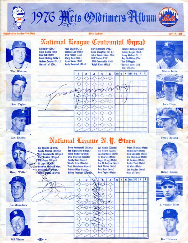 Joe Dimaggio, Bob Marshall & Donald Grant Autographed 1976 Mets Oldtimers Album Page
