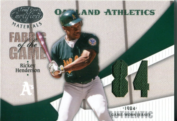 Rickey Henderson 2004 Donruss Game Worn Jersey Card 29/84
