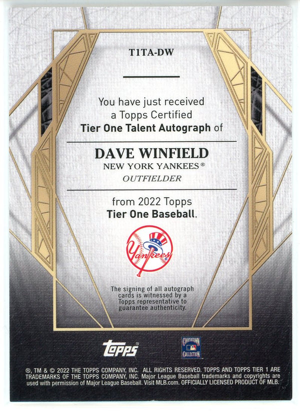 MLB 2022 Topps Tier One Dave Winfield 11 Autographed Trading Card TIA-DW On  Card Autograph - ToyWiz