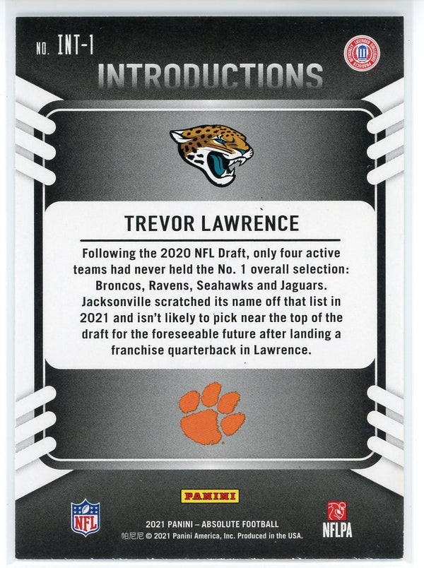 Trevor Lawrence 2021 Panini Absolute Football Introductions Rookie Card #INT-1