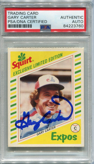 Gary Carter Autographed 1982 Topps Squirt Limited Edition Card (PSA)