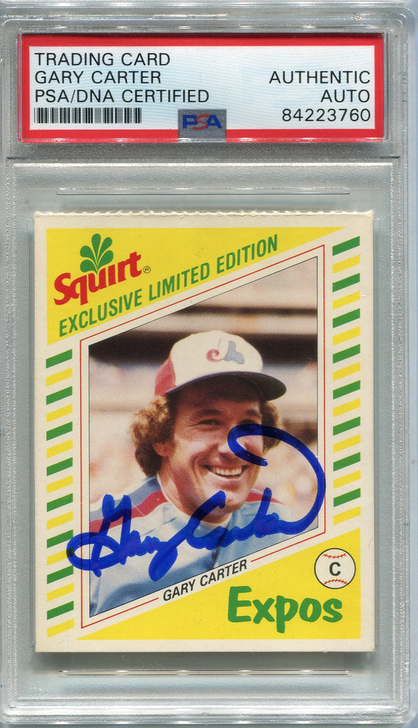 Gary Carter Autographed 1982 Topps Squirt Limited Edition Card (PSA)
