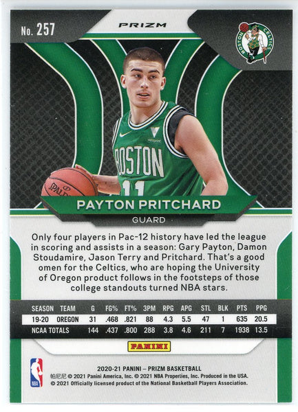 Payton Pritchard 2020-21 Panini Prizm Silver Prizm Rookie Card