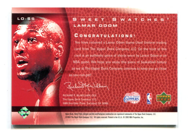 Lamar Odom 2003 Upper Deck Sweet Shot #LOSS Jersey Card