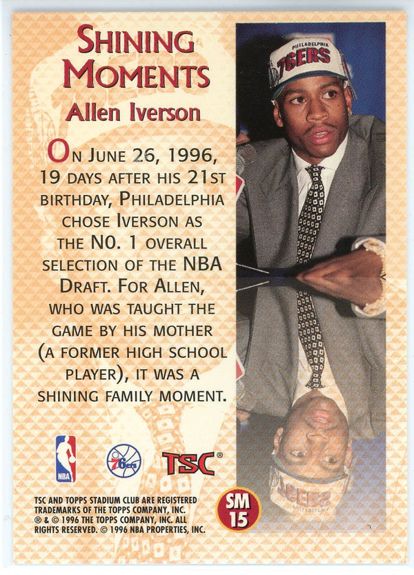 Allen Iverson 1993 Topps Stadium Club Rookie Card #SM15