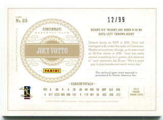 Joey Votto Donruss Playoff Prime Cuts Jersey Card 12/99