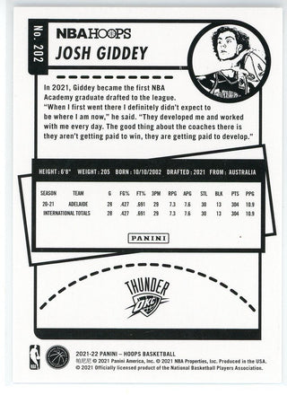 Josh Giddey 2021-22 Panini Hoops Snow Globe Rookie Card #202