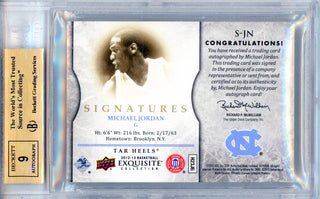 Michael Jordan Autographed 2012-13 Upper Deck Exquisite Collection Signatures Card #S-JN (BVG 9.5/9)