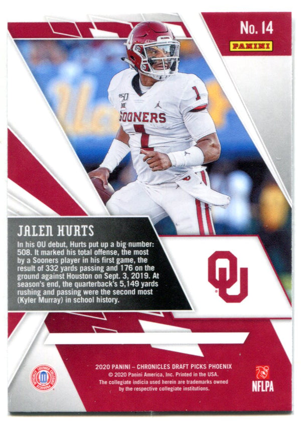 Jalen Hurts 2020 Panini Chronicles Draft Picks Phoenix Rookie Card