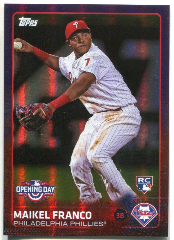 Maikel Franco 2015 Topps Opening Day Purple Refractor Rookie Card